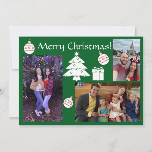 赤と緑のモダン複数の写真の休日 シーズンカード (正面)