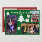 赤と緑のモダン複数の写真の休日 シーズンカード (正面/裏面)
