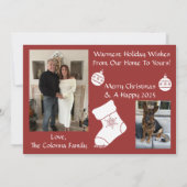 赤と緑のモダン複数の写真の休日 シーズンカード (裏面)