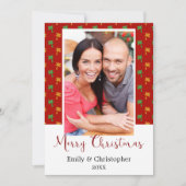 赤と緑のヤシの木の熱帯クリスマスフォト シーズンカード (正面)