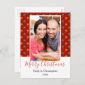 赤と緑のヤシの木の熱帯クリスマスフォト シーズンポストカード (正面/裏面)