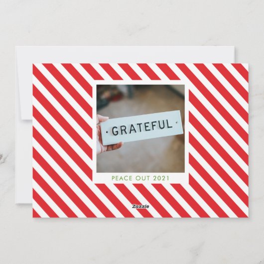 赤と緑のラフ年の犬の写真クリスマスカード シーズンカード (裏面)