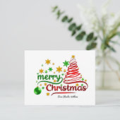 赤と緑のリボンスタイルクリスマスツリーカード (スタンド正面)