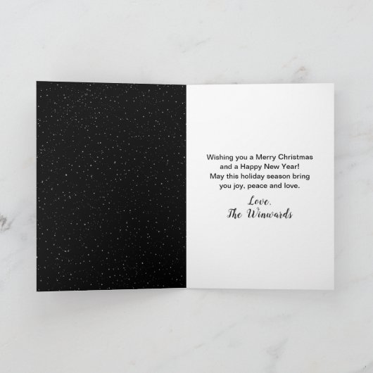 赤と緑のリボンツリーメリークリスマス シーズンカード (内部)