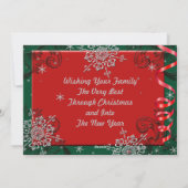 赤と緑のリボン写真立てクリスマスカード シーズンカード (裏面)