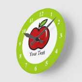 赤と緑のリンゴの壁掛け先生 ラウンド壁時計 (傾斜)