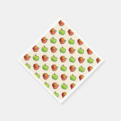 赤と緑のリンゴの果実のパターン スタンダードカクテルナプキン (角)