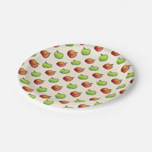 赤と緑のリンゴの果実のパターン ペーパープレート (アングル)