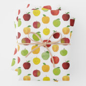 赤と緑のリンゴの果実のパターン ラッピングペーパーシート (インサイチュ)