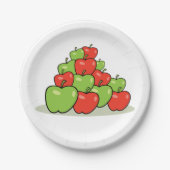 赤と緑のリンゴの紙皿 ペーパープレート (正面)