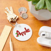 赤と緑のリンゴを使ったApple Word Art キーホルダー