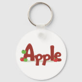 赤と緑のリンゴを使ったApple Word Art キーホルダー (正面)