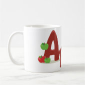 赤と緑のリンゴを使ったApple Word Art コーヒーマグカップ (左)
