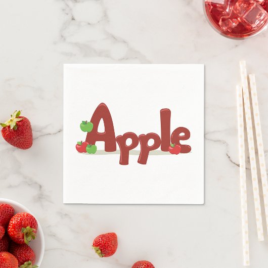 赤と緑のリンゴを使ったApple Word Art スタンダードカクテルナプキン