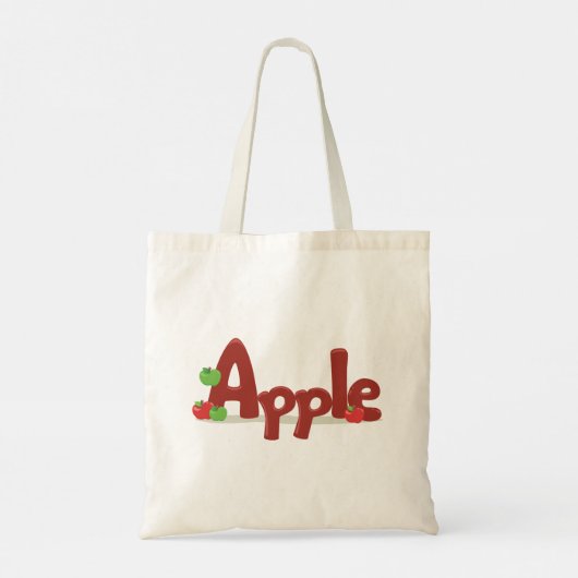 赤と緑のリンゴを使ったApple Word Art トートバッグ (裏面)