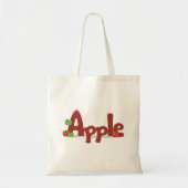 赤と緑のリンゴを使ったApple Word Art トートバッグ (正面)