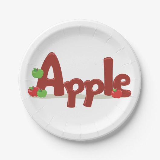 赤と緑のリンゴを使ったApple Word Art ペーパープレート (正面)