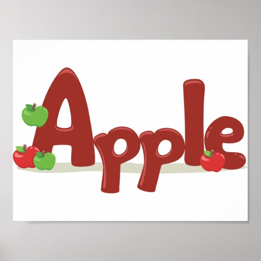 赤と緑のリンゴを使ったApple Word Art ポスター (正面)