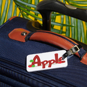 赤と緑のリンゴを使ったApple Word Art ラゲッジタグ