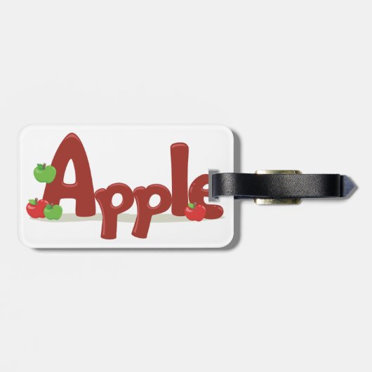 赤と緑のリンゴを使ったApple Word Art ラゲッジタグ (裏面横)