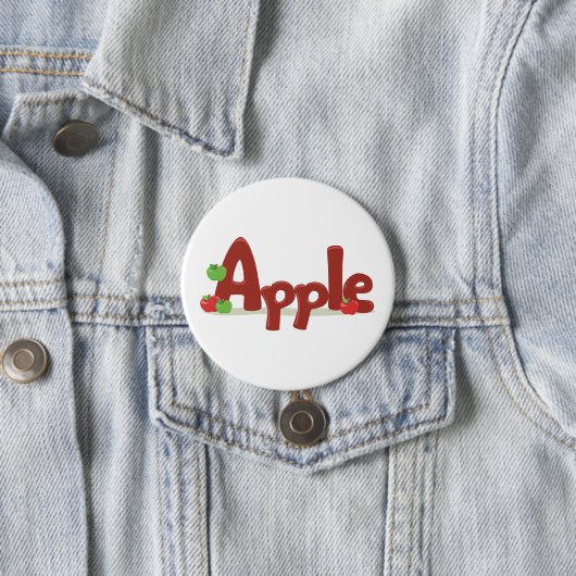赤と緑のリンゴを使ったApple Word Art 缶バッジ (インサイチュ)