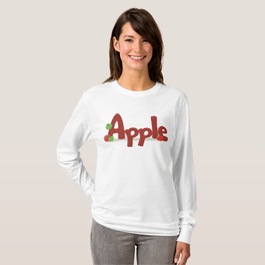 赤と緑のリンゴを使ったApple Word Art Tシャツ (正面フル)