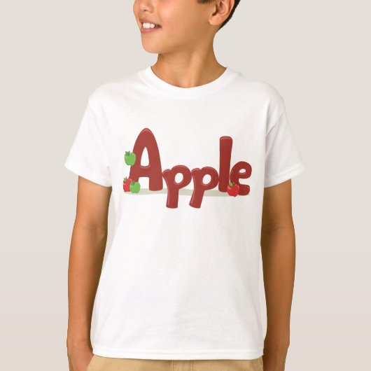 赤と緑のリンゴを使ったApple Word Art Tシャツ (正面)