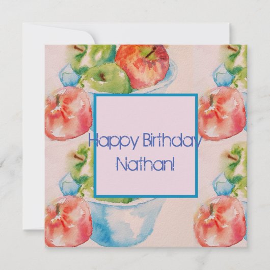 赤と緑のリンゴ果実水カラーネームカード シーズンカード (正面)