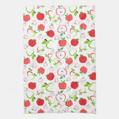 赤と緑のリンゴ キッチンタオル (縦)