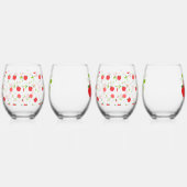 赤と緑のリンゴ ステムなしワイングラス (右)