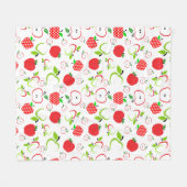 赤と緑のリンゴ フリースブランケット (正面(横))