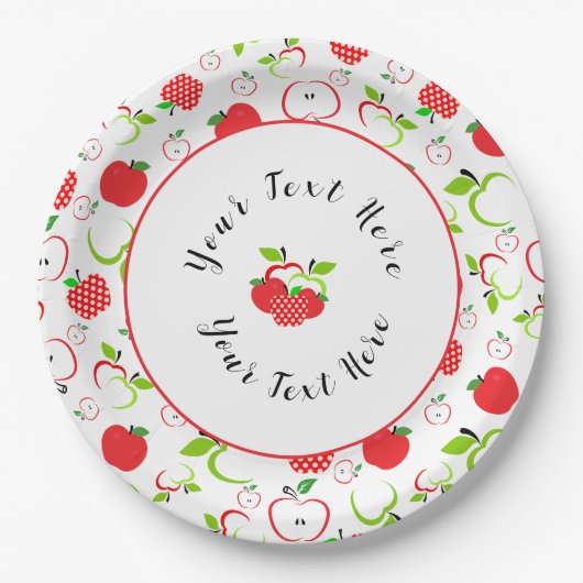 赤と緑のリンゴ ペーパープレート (正面)