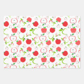 赤と緑のリンゴ ラッピングペーパーシート (正面)