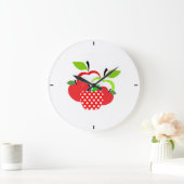 赤と緑のリンゴ ラージ壁時計 (ホーム)