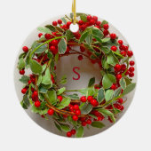 赤と緑のリースと果実 セラミックオーナメント (裏面)