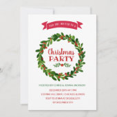 赤と緑のリースクリスマスパーティー 招待状 (正面)