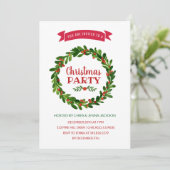 赤と緑のリースクリスマスパーティー 招待状 (スタンド正面)