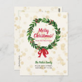 赤と緑のリースクリスマスムービングのお知らせ ポストカード (正面/裏面)