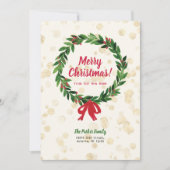 赤と緑のリースクリスマスムービングのお知らせ 招待状 (正面)