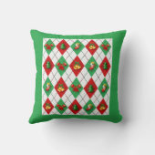 赤と緑のレトロパターンリバーシブルクリスマス クッション (裏面)