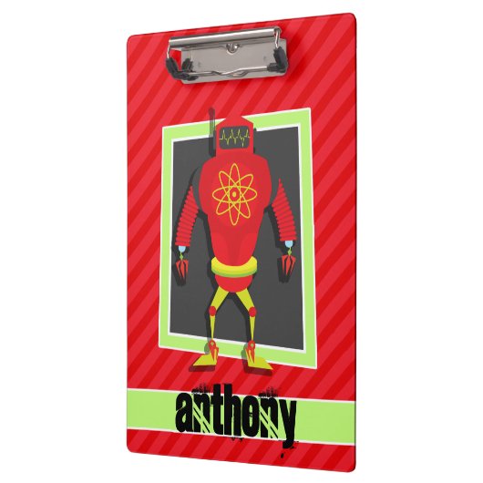 赤と緑のロボット;緋色の赤のストライプロボット クリップボード (左)