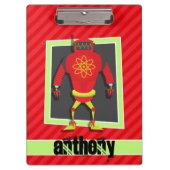 赤と緑のロボット;緋色の赤のストライプロボット クリップボード (正面)