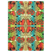 赤と緑のロマンお洒落ティックハートパターン クリップボード (裏面)