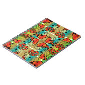 赤と緑のロマンお洒落ティックハートパターン ノートブック (左側)