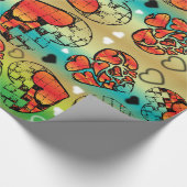 赤と緑のロマンお洒落ティックハートパターン ラッピングペーパー (角)