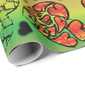 赤と緑のロマンお洒落ティックハートパターン ラッピングペーパー (ロールコーナー)