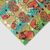 赤と緑のロマンお洒落ティックハートパターン 薄葉紙 (詳細)