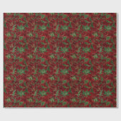 赤と緑のヴィンテージフェイクビロード ラッピングペーパー (フラット)