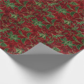 赤と緑のヴィンテージフェイクビロード ラッピングペーパー (角)