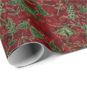 赤と緑のヴィンテージフェイクビロード ラッピングペーパー (ロールコーナー)